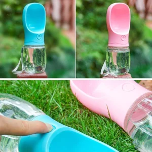 Bình Nước Đi Dạo Cho Chó Mèo Cao Cấp Có Nút Bấm 350ml