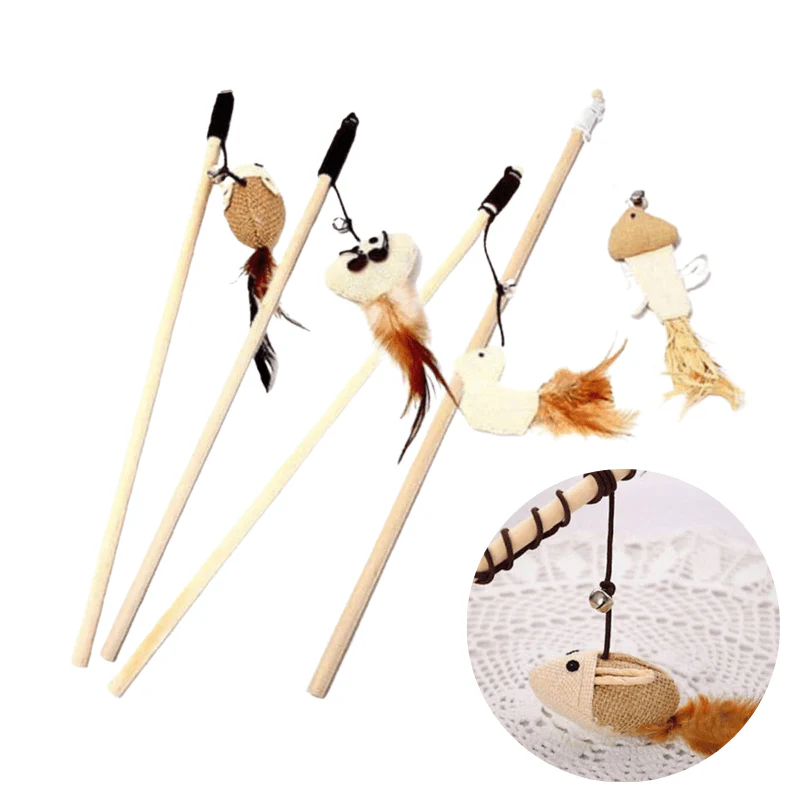 Cần Câu Mèo Que Gỗ Đính Thú