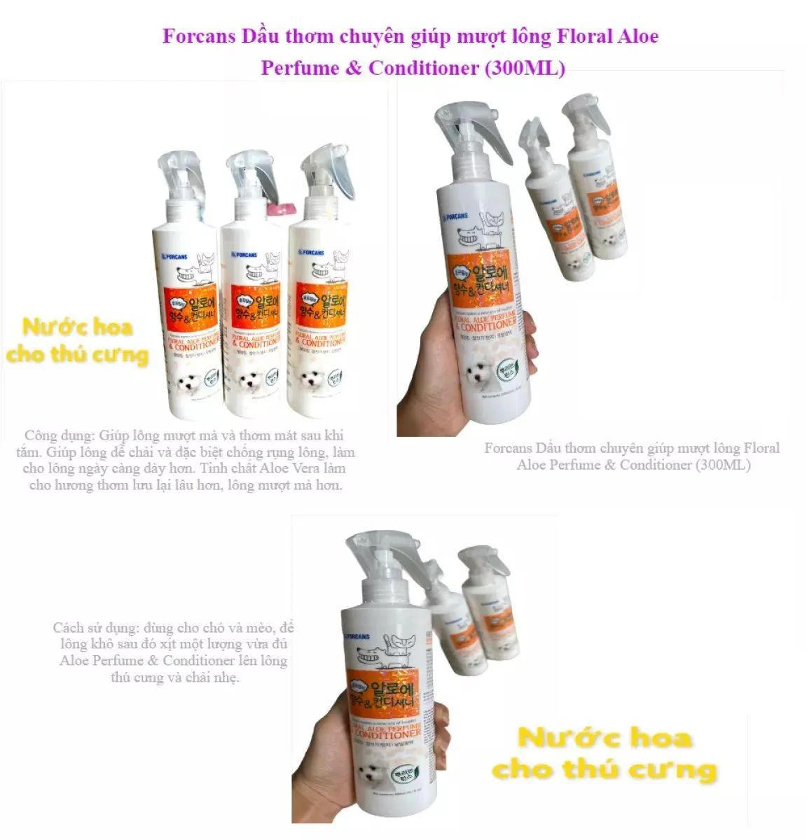 Dầu Thơm Forcans Khử Mùi Dưỡng Lông Chó Mèo (300ml) - Ảnh 5