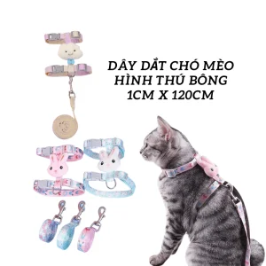 Dây Dắt Chó Mèo Hình Thú Bông 1cm x 120cm
