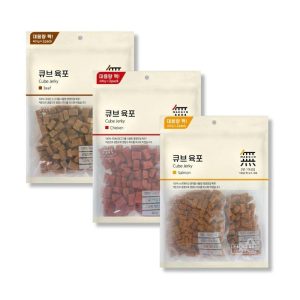 Bánh Thưởng Cho Chó Viên Thịt Bò, Gà & Cá Hồi Bowwow Cube Jerky 400G
